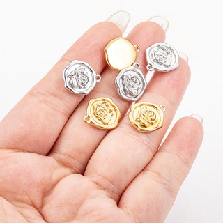 Thép không gỉ dập nổi mặt dây chuyền hoa hồng Trang sức tự làm Phụ kiện hoa vàng 18k