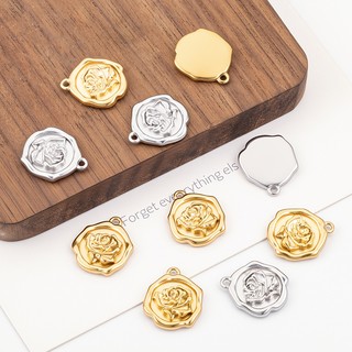 Thép không gỉ dập nổi mặt dây chuyền hoa hồng Trang sức tự làm Phụ kiện hoa vàng 18k