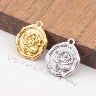 Thép không gỉ dập nổi mặt dây chuyền hoa hồng Trang sức tự làm Phụ kiện hoa vàng 18k