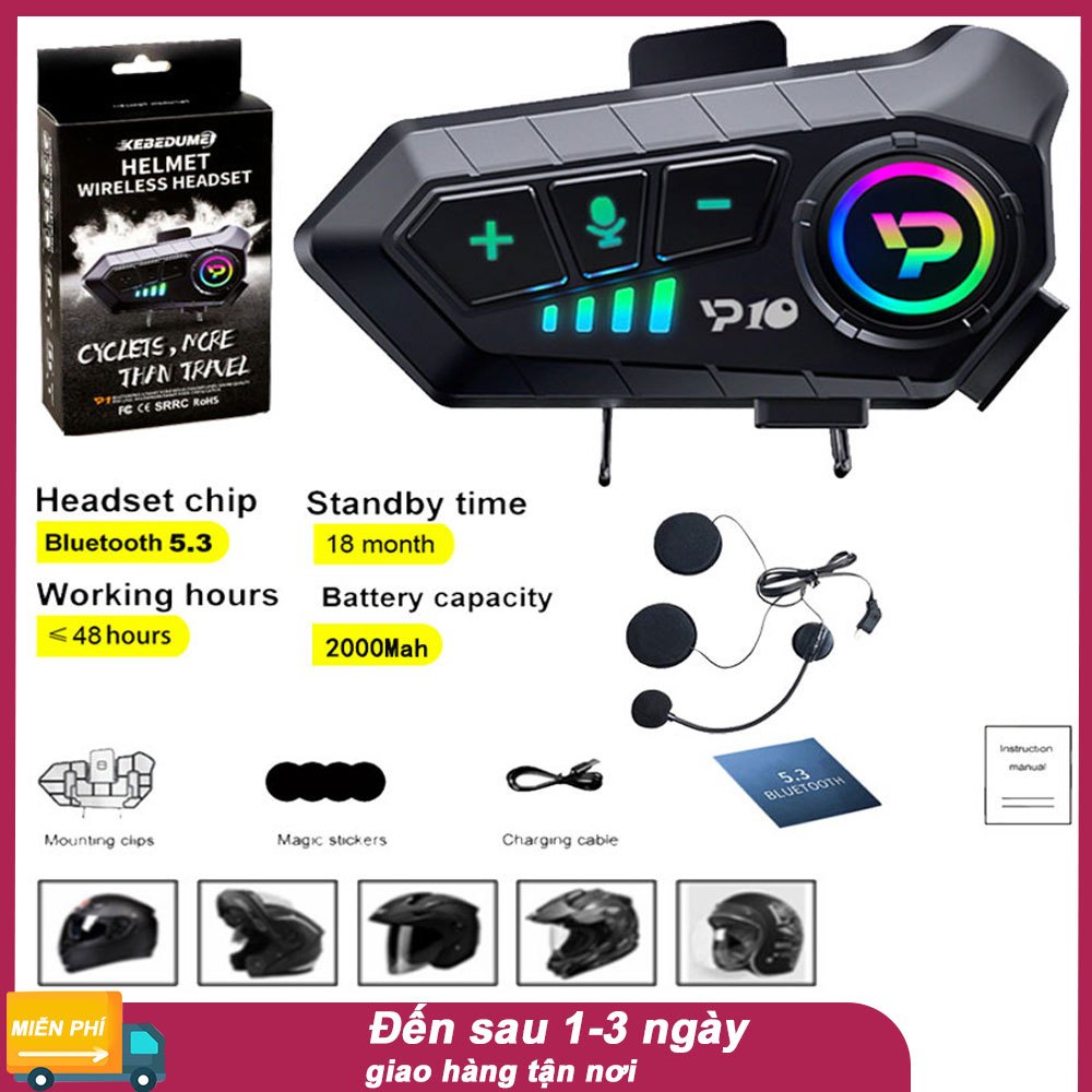 （Vận chuyển địa phương）Y10 Intercom Mũ Bảo Hiểm Bluetooth 5.3 Cho Xe ...