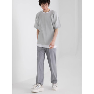 Miyake Xếp Ly Mùa Hè Cổ Tròn Tay Ngắn Co Giãn Áo Thun Rời Hàng Đầu Nam JK020