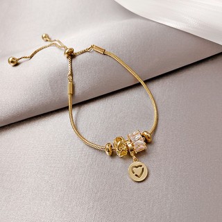 lắc tay bạc nữ tình yêu zircon tròn dành vòng tay vàng kéo khí chất thời trang