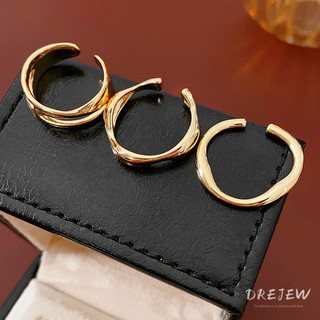 Drejew 3 chiếc phiên bản Hàn Quốc của vòng mở chữ thập sóng thiết kế đơn giản có ý nghĩa vòng ngón trỏ ba mảnh