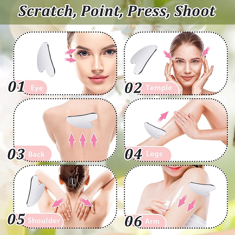 Cminyp 1 Máy Mát Xa Bằng Thép Không Gỉ Gua Sha Cho Mặt Cổ Cơ Thể Guasha Massage Dụng Cụ Chăm Sóc Da Mặt Guasha Ban Máy Mát Xa Mặt Vinh Quang
