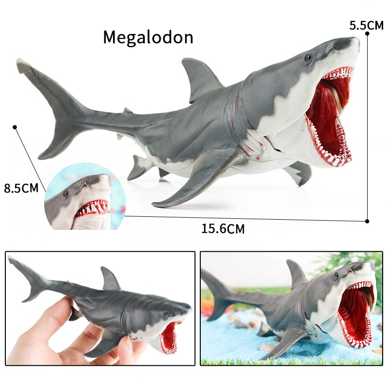 Mô phỏng động vật biển mô phỏng mô hình cá mập trắng lớn mô hình megalodon đồ chơi cá mập phim giống như trẻ em trang trí cá mập