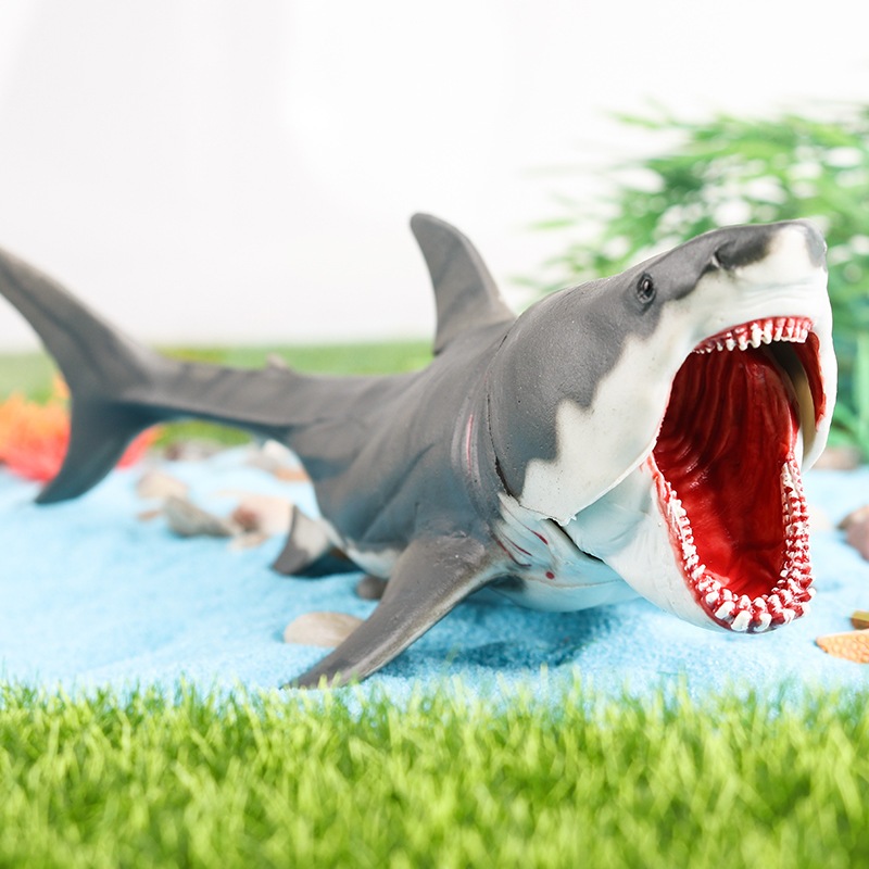 Mô phỏng động vật biển mô phỏng mô hình cá mập trắng lớn mô hình megalodon đồ chơi cá mập phim giống như trẻ em trang trí cá mập