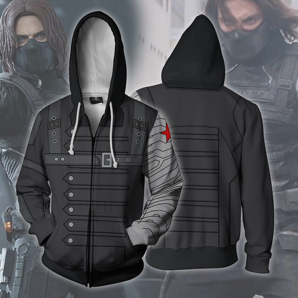 Winter Soldier Zipper Áo Hoodie siêu anh hùng Áo len in 3D Áo khoác ngoài