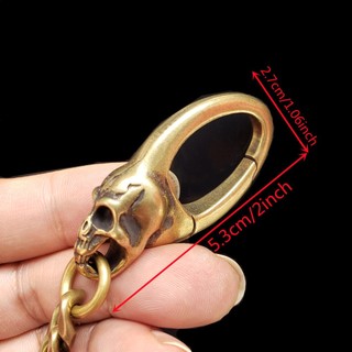 Heavy Duty Solid Brass Skull Chống Mất Móc Khóa Ví Dây Xích Móc Nam
