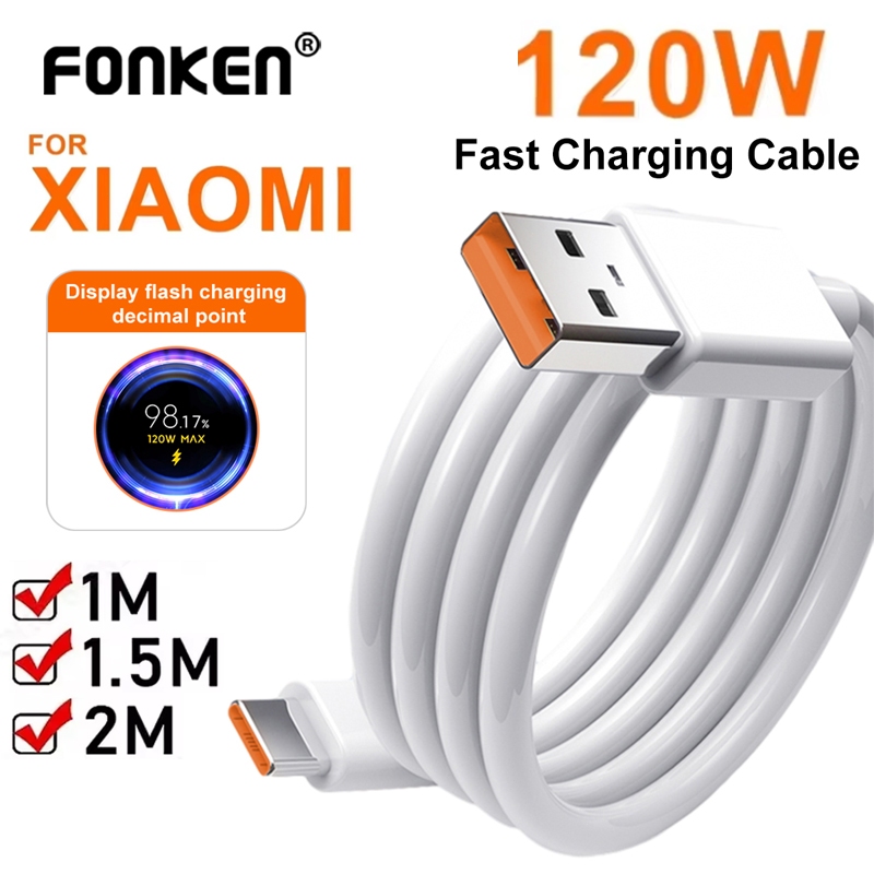 Ảnh Fonken 120W Turbo Cáp Sạc USB Loại C Dây Dữ Liệu Cho Xiaomi Mi 13 12 Pro Redmi Note 11 12 Realme POCO 1