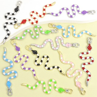 10 Chiếc Quyến Rũ Hình Rắn Nhiều Màu Sắc Thời Trang, Mặt Dây Hợp Kim Kẽm Cho Vòng Cổ Phong Cách Punk DIY, Bông Tai, Móc Khóa Và Túi Phụ Kiện - Phụ Kiện Trang Sức Năm Rắn, Trang Trí Tiệc
