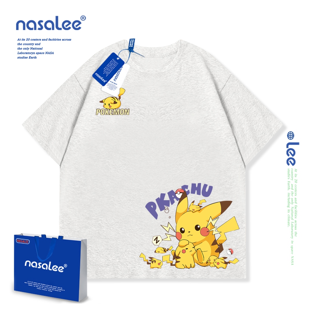 Áo thun ngắn tay Pikachu in hình hoạt hình Cotton nguyên chất thoải mái 2025 Phong cách mới