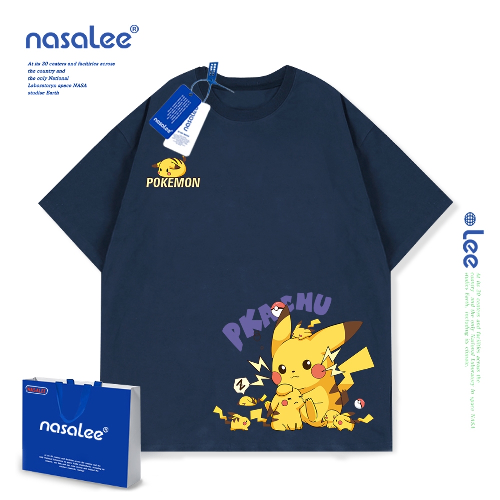 Áo thun ngắn tay Pikachu in hình hoạt hình Cotton nguyên chất thoải mái 2025 Phong cách mới