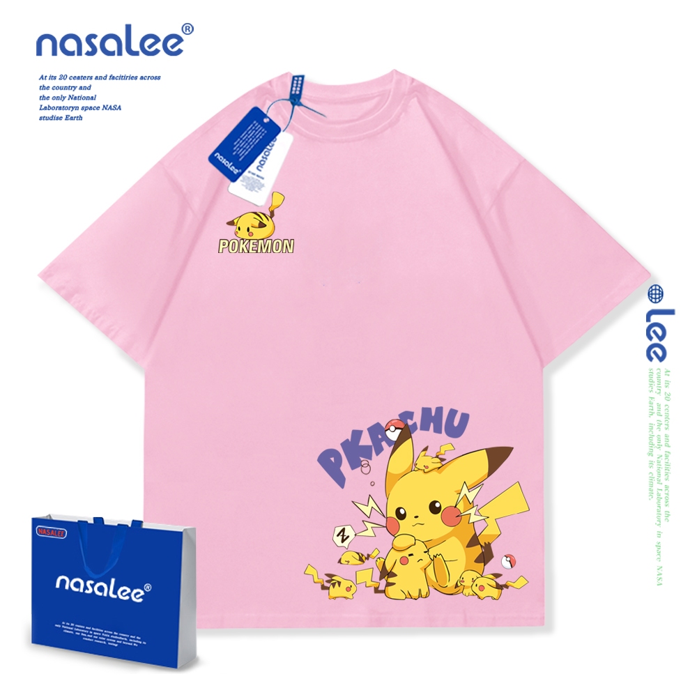 Áo thun ngắn tay Pikachu in hình hoạt hình Cotton nguyên chất thoải mái 2025 Phong cách mới