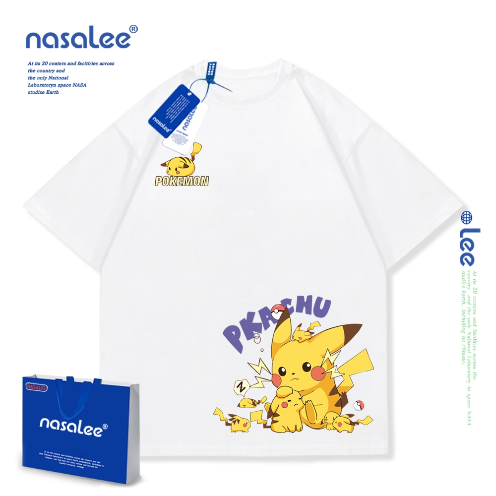 Áo thun ngắn tay Pikachu in hình hoạt hình Cotton nguyên chất thoải mái 2025 Phong cách mới