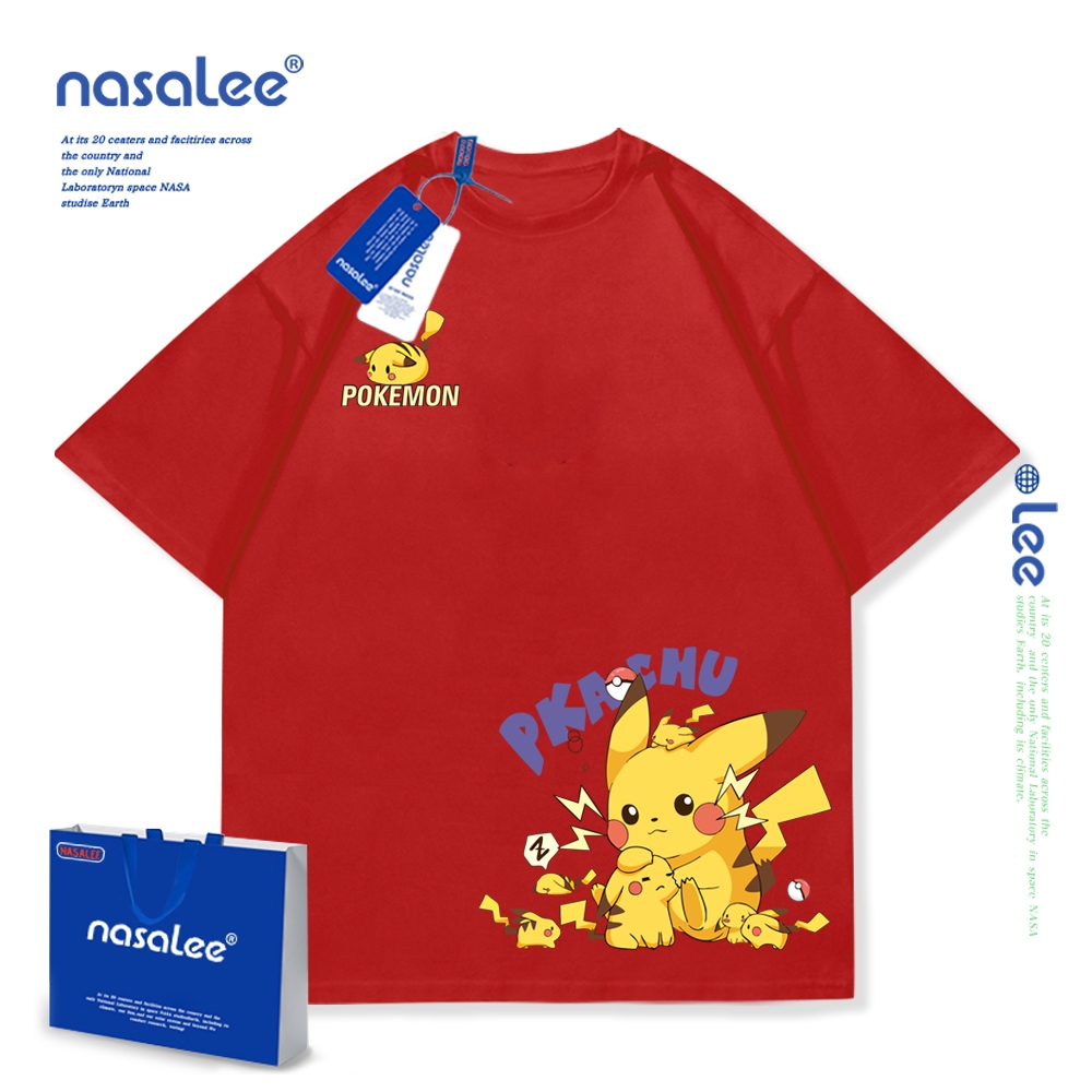 Áo thun ngắn tay Pikachu in hình hoạt hình Cotton nguyên chất thoải mái 2025 Phong cách mới