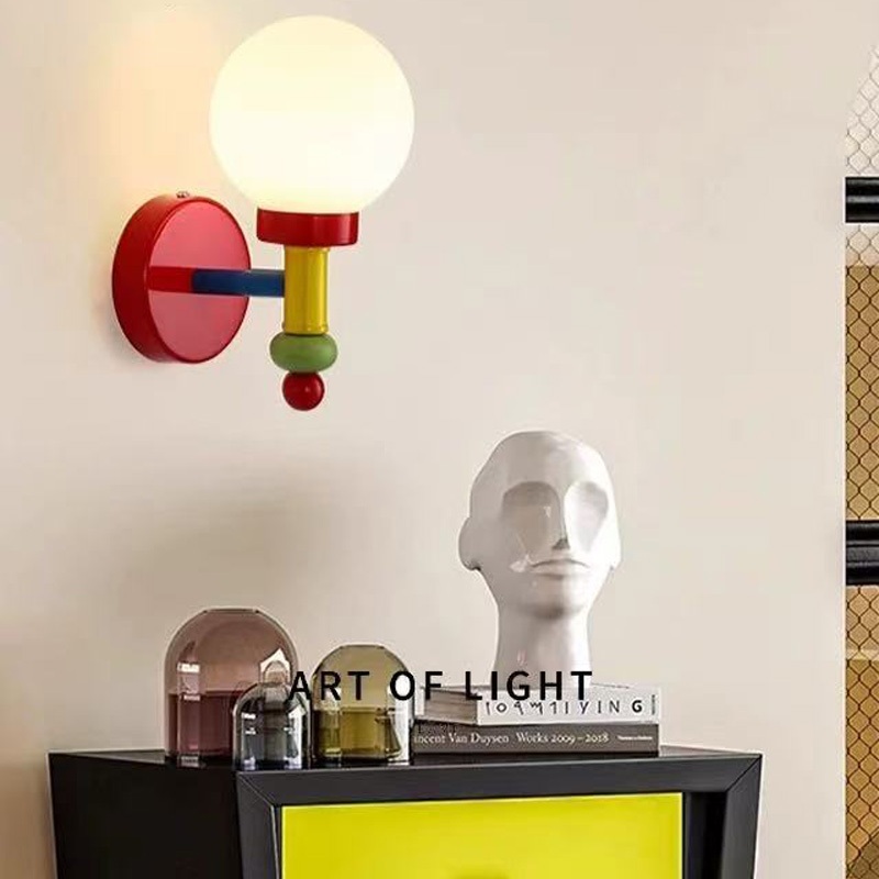 Đèn treo tường đầy màu sắc Memphis hiện đại, Đèn treo tường bằng sắt Led, Phòng ngủ Phòng trẻ em Lớp học Cầu thang Trang trí Đèn chiếu sáng