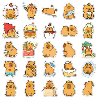 Bộ 50 Hoạt Hình Capybara Dán Động Vật Trang Trí Decal DIY Điện Thoại Laptop Chống Thấm Nước Dễ Thương Miếng Dán
