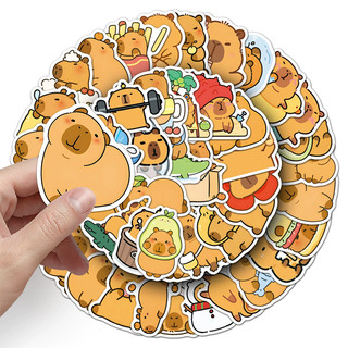 Bộ 50 Hoạt Hình Capybara Dán Động Vật Trang Trí Decal DIY Điện Thoại Laptop Chống Thấm Nước Dễ Thương Miếng Dán
