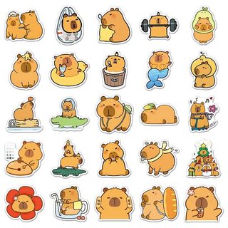 Bộ 50 Hoạt Hình Capybara Dán Động Vật Trang Trí Decal DIY Điện Thoại Laptop Chống Thấm Nước Dễ Thương Miếng Dán