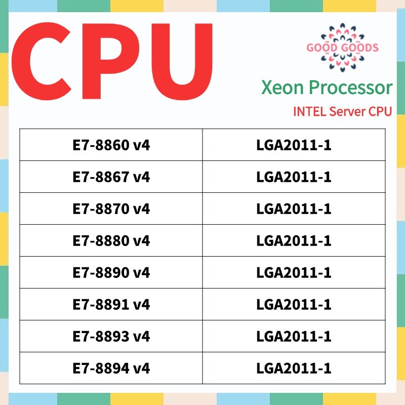 E7-8860v4 E-8767v4 E7-8870v4 E7-8880v4 E7-8890v4 E7-8891v4 E7-8893v4 E ...