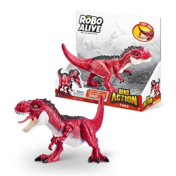 Robo Alive Dino Action T-Rex của ZURU Đồ chơi khủng long, Hành động cắn thật, Âm thanh gầm rú giống như thật, Đồ chơi bò sát tương tác robot cho bé trai