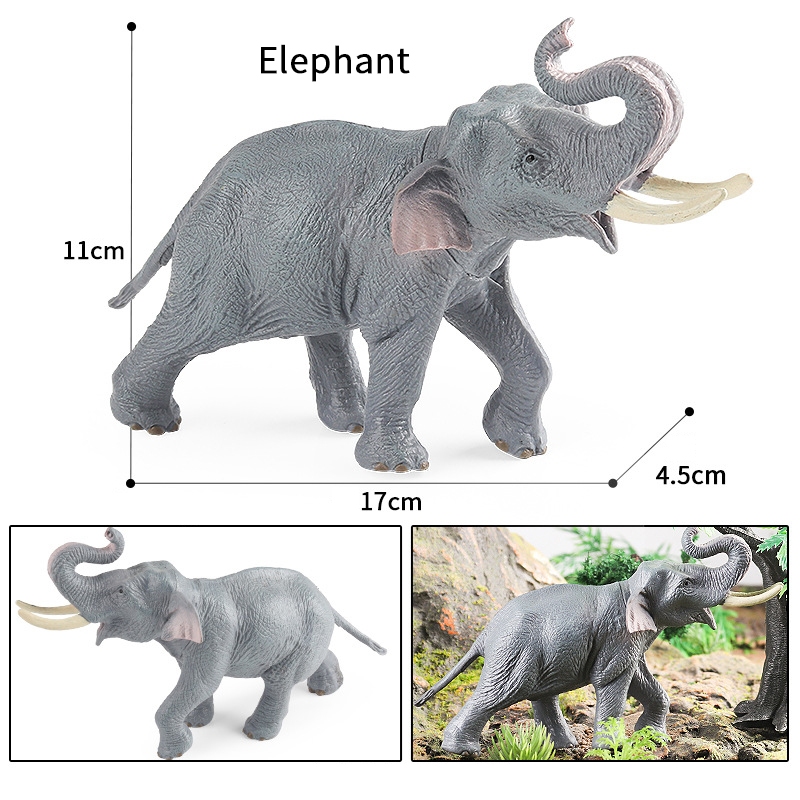 Trẻ em nhận thức mô phỏng động vật mô hình đồ chơi tê giác voi cá sấu hippopotamus yak linh dương bộ đồ trang trí