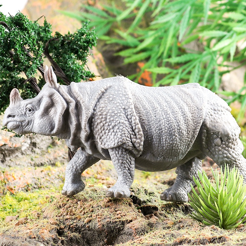 Trẻ em nhận thức mô phỏng động vật mô hình đồ chơi tê giác voi cá sấu hippopotamus yak linh dương bộ đồ trang trí
