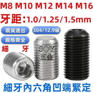 Lớp 12.9 Ổ cắm lục giác có ren mịn Vít cố định lõm Sợi mịn 304 Máy vặn vít không đầu Chủ đề hàng đầu M8M10M12M14M16 Sân 1.0 / 1.25 / 1.5mm