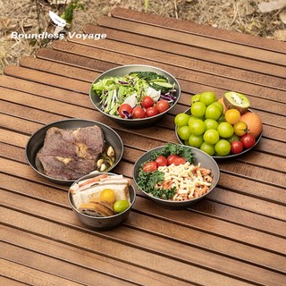 Boundless Voyage Đĩa Titan Bát Bộ Ăn Tối Cắm Trại Ngoài Trời Du Lịch Món Ăn Kim Loại Nhẹ Bộ Đồ Ăn Nhà Bếp Bộ Đồ Ăn