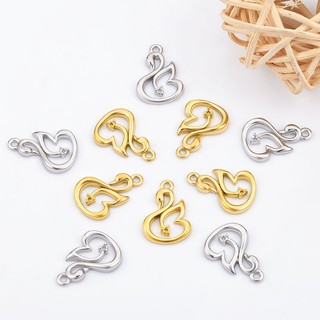 Mặt dây chuyền thiên nga vàng 18k bằng thép không gỉ Phụ kiện tự làm Bùa rỗng