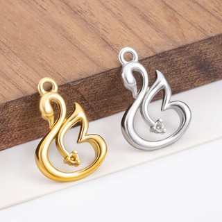 Mặt dây chuyền thiên nga vàng 18k bằng thép không gỉ Phụ kiện tự làm Bùa rỗng