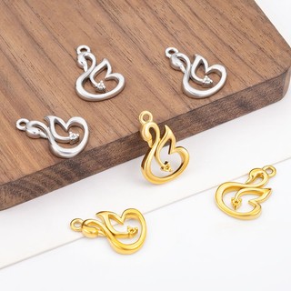 Mặt dây chuyền thiên nga vàng 18k bằng thép không gỉ Phụ kiện tự làm Bùa rỗng