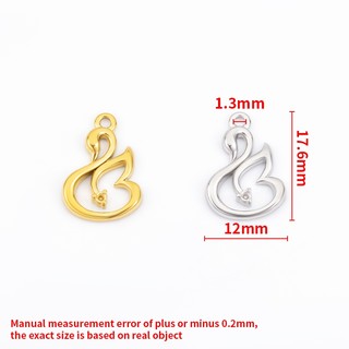 Mặt dây chuyền thiên nga vàng 18k bằng thép không gỉ Phụ kiện tự làm Bùa rỗng