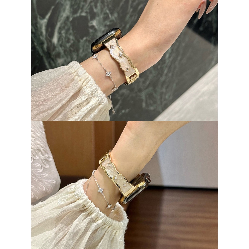 Dây đeo vòng tay kim cương Epoxy dành cho nữ Thích hợp cho Apple Watch S11 SE3 Ultra3 S10 S9 S8 SE S7 S6 Ultra 49mm 46mm 42mm 40mm 44mm 41mm 45mm Dây đeo cổ tay