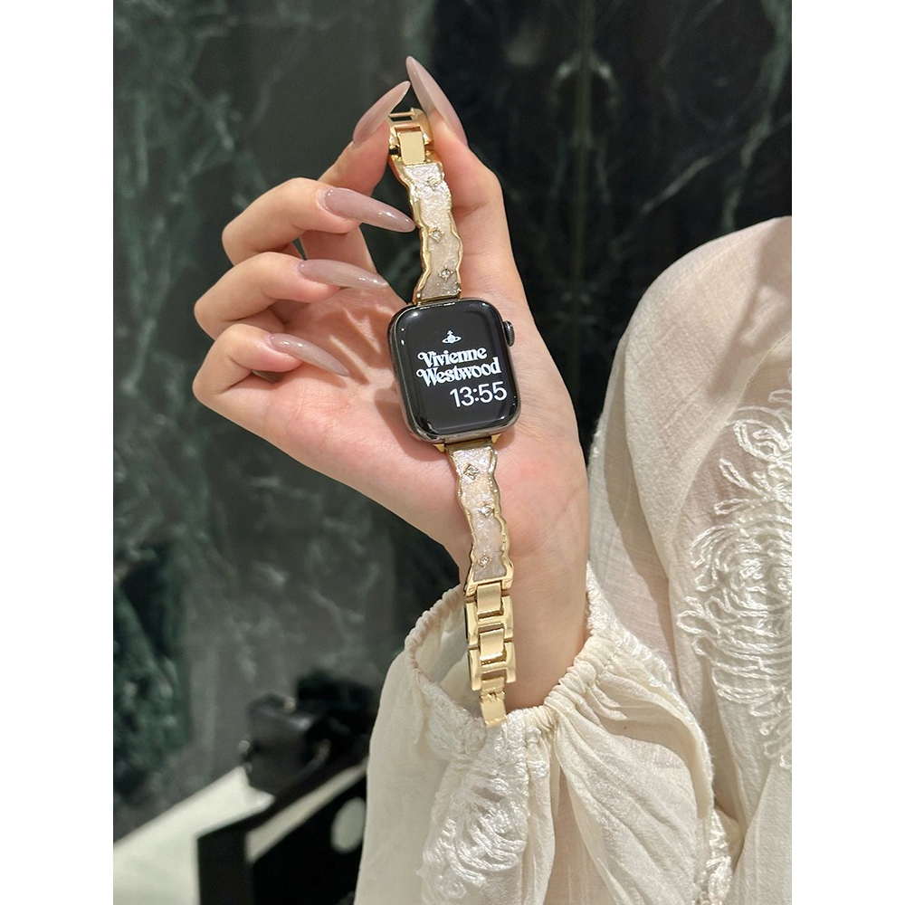 Dây đeo vòng tay kim cương Epoxy dành cho nữ Thích hợp cho Apple Watch S11 SE3 Ultra3 S10 S9 S8 SE S7 S6 Ultra 49mm 46mm 42mm 40mm 44mm 41mm 45mm Dây đeo cổ tay
