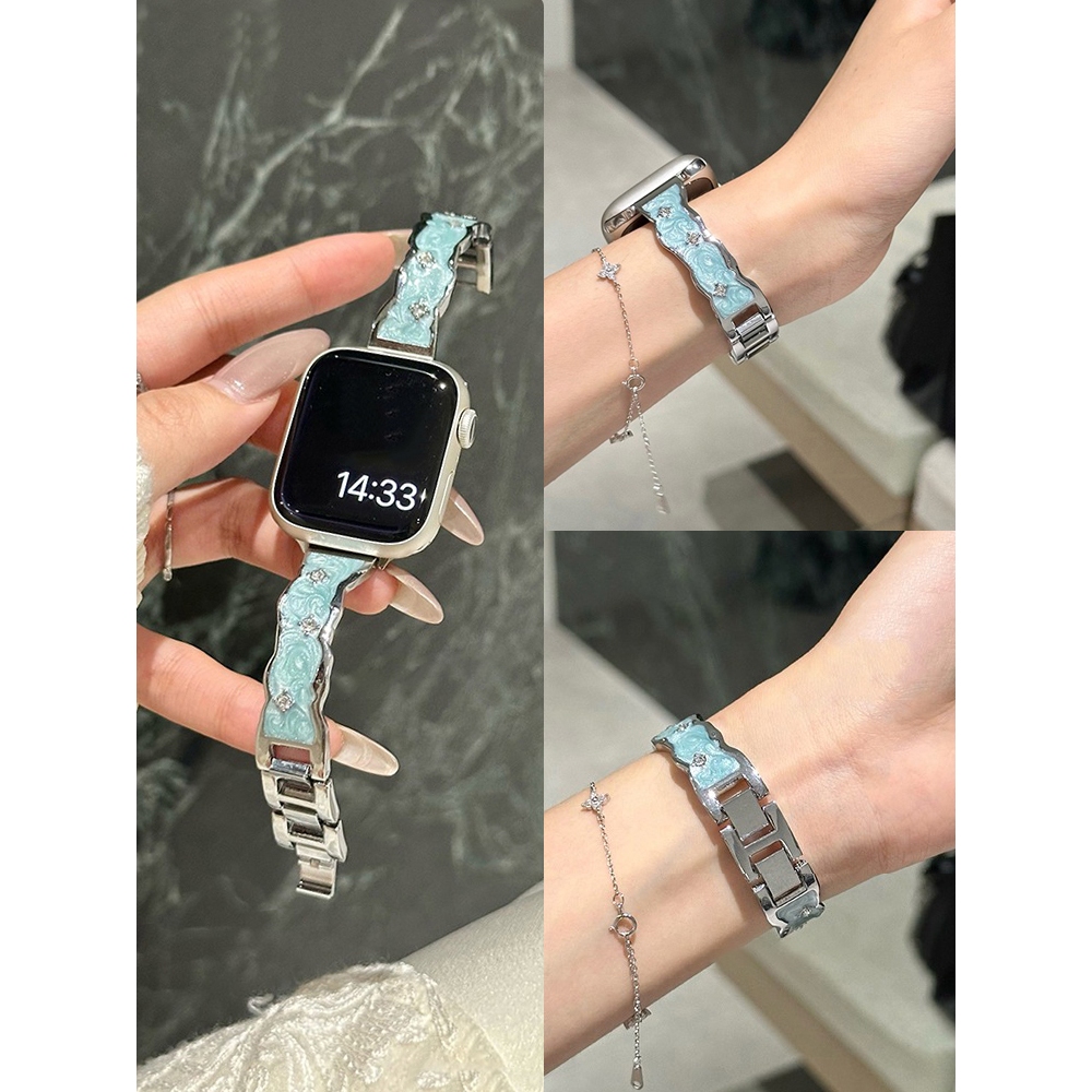 Dây đeo vòng tay kim cương Epoxy dành cho nữ Thích hợp cho Apple Watch S11 SE3 Ultra3 S10 S9 S8 SE S7 S6 Ultra 49mm 46mm 42mm 40mm 44mm 41mm 45mm Dây đeo cổ tay