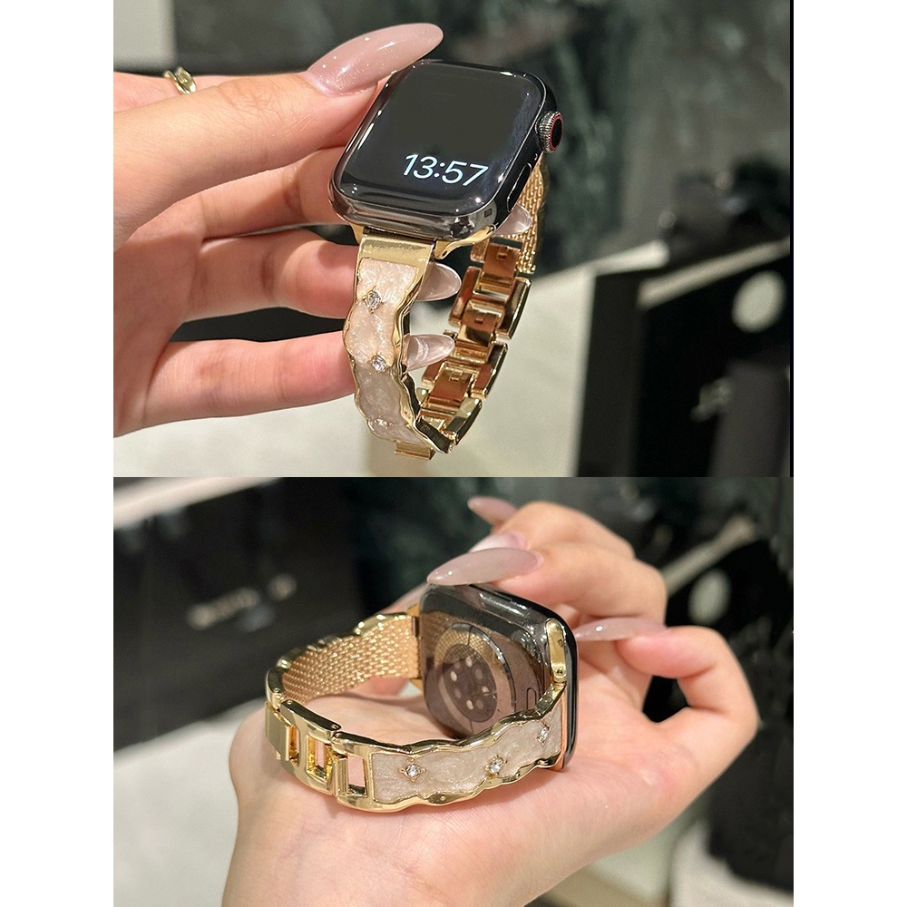 Dây đeo vòng tay kim cương Epoxy dành cho nữ Thích hợp cho Apple Watch S11 SE3 Ultra3 S10 S9 S8 SE S7 S6 Ultra 49mm 46mm 42mm 40mm 44mm 41mm 45mm Dây đeo cổ tay