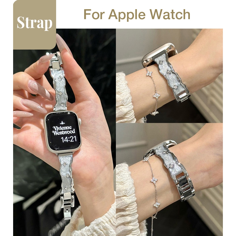 Dây đeo vòng tay kim cương Epoxy dành cho nữ Thích hợp cho Apple Watch S11 SE3 Ultra3 S10 S9 S8 SE S7 S6 Ultra 49mm 46mm 42mm 40mm 44mm 41mm 45mm Dây đeo cổ tay