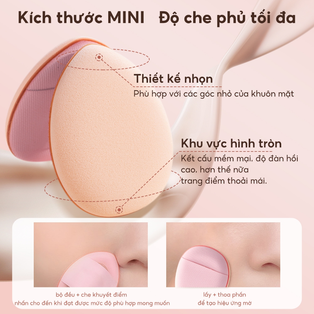 FelinWel - Bộ 4 Bông Mút Trang Điểm Cỡ Nhỏ Chuyên Nghiệp, Siêu Mềm Tái Sử Dụng, Trang Điểm Chi Tiết Tiện Mang Theo