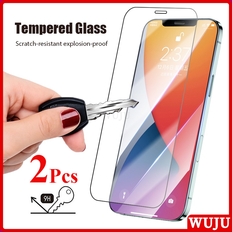 WUJU 2 chiếc Kính cường lực màn hình 9H 2.5D trong suốt thích hợp cho iPhone 17 11 12 13 14 15 16 Pro XS Max XR X Plus Air