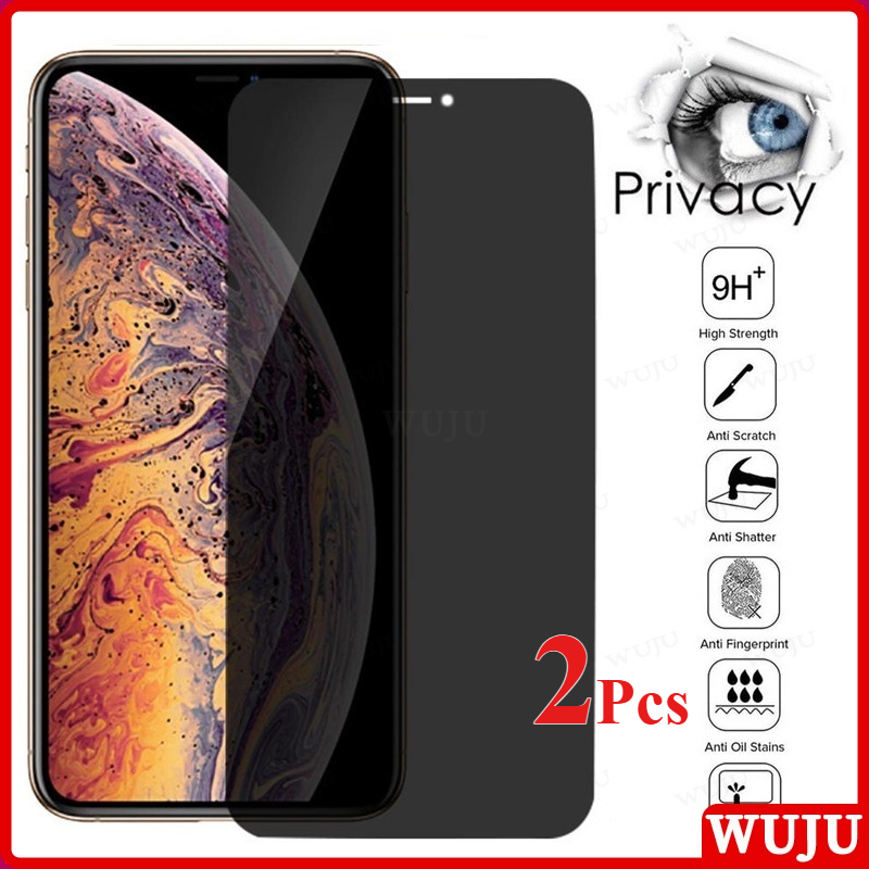 WUJU 2 chiếc Full màn Chống Nhìn Trộm Kính cường lực tương thích Compatible For iPhone 17 11 12 13 14 15 16 Pro XS Max XR X Plus Air