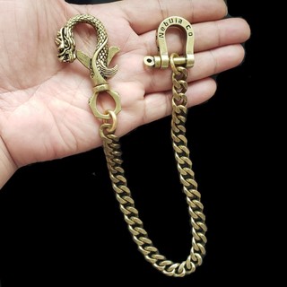 Móc khóa ví móc khóa chống thất lạc bằng đồng thau nặng nề bằng đồng thau cổ điển