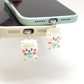 Điện Thoại Di Động Chống Bụi Cắm DIY Nhựa Siêu Dễ Thương Cừu Ôm Chuột Mặt Dây Chuyền Điện Thoại Di Động Trang Trí Chống Bụi Cắm