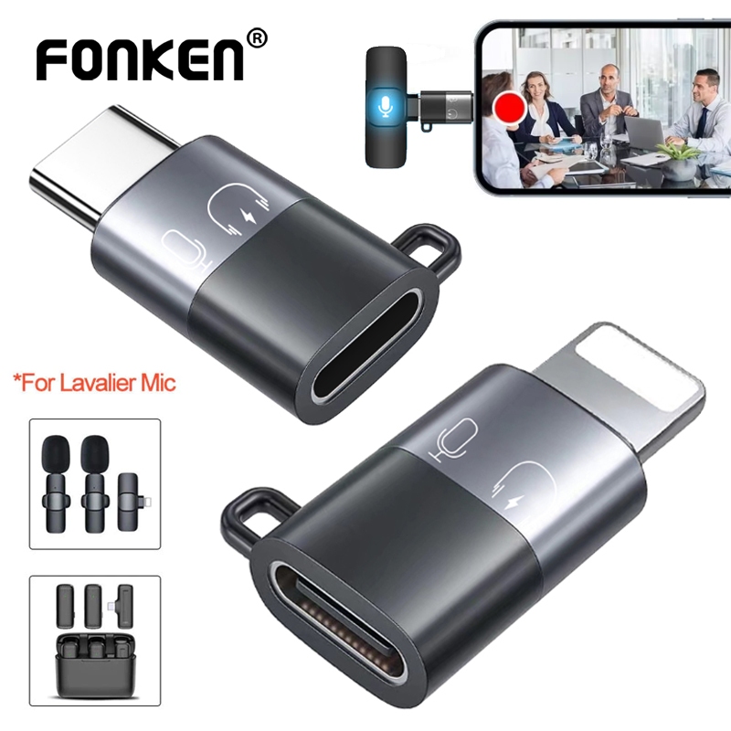 Bộ chuyển đổi micro không dây Fonken Type C sang iOS Bộ chuyển đổi âm thanh sạc iOS Male sang Type-C Female