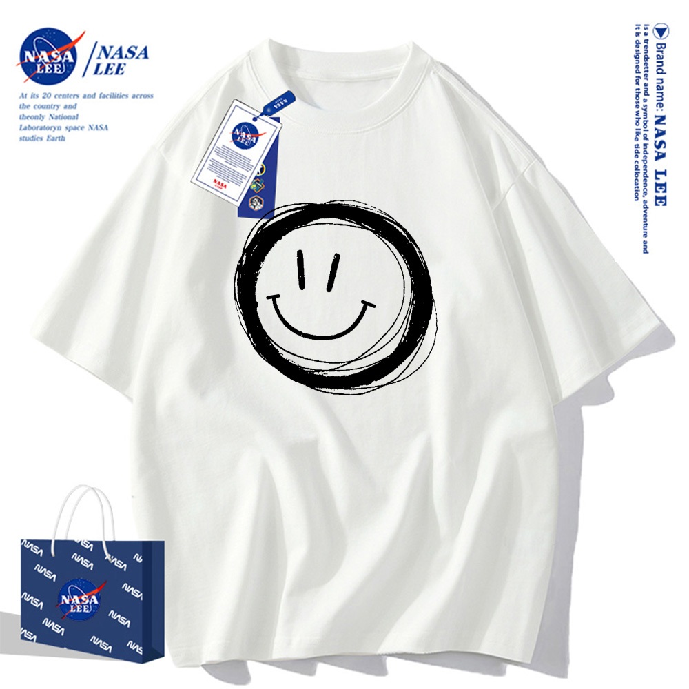Áo thun ngắn tay NASA - Mặt cười, cotton, unisex
