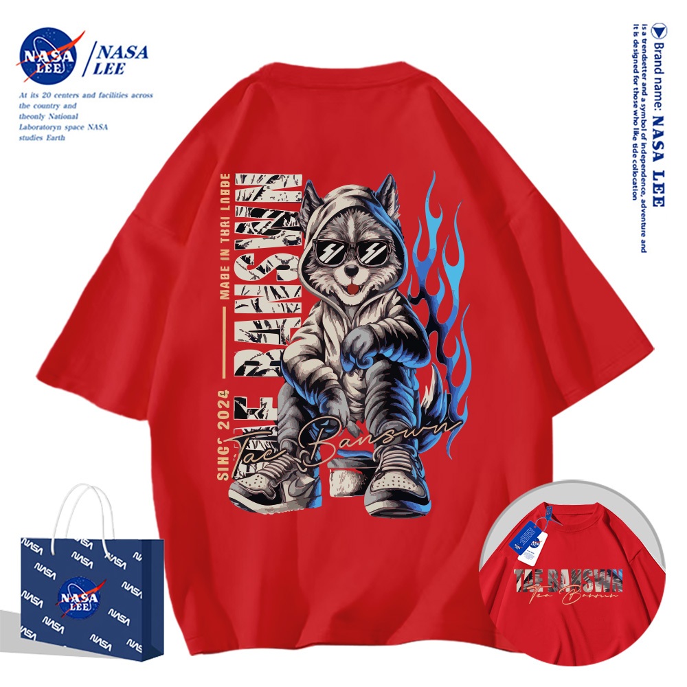 Áo thun ngắn tay NASA Mèo đeo kính cotton unisex