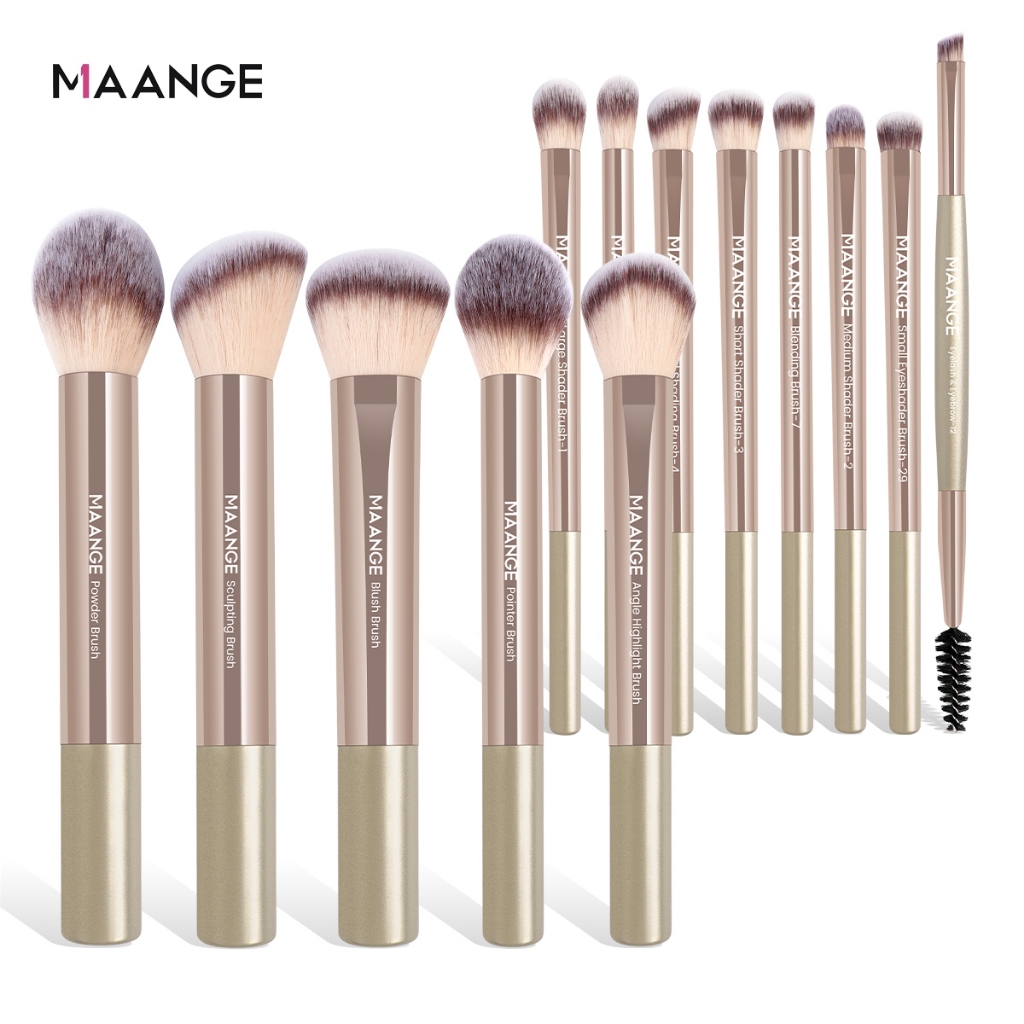 MAANGE  Bộ 29 Cọ Makeup Sợi Len Mềm Tay Cầm Dài Ống Nhôm Cao Cấp Làm Đẹp Da Mặt 52037