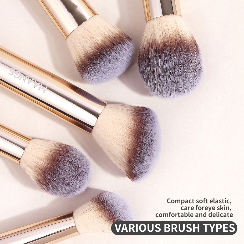 MAANGE  Bộ 29 Cọ Makeup Sợi Len Mềm Tay Cầm Dài Ống Nhôm Cao Cấp Làm Đẹp Da Mặt 52037