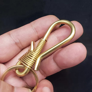Đồng thau nguyên khối Khóa chìa khóa thủ công Hình chữ U Móc cá Ví Móc chìa khóa DIY Phụ kiện