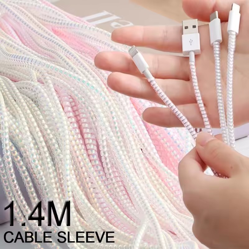 Dây quấn cáp sạc tai nghe bảo vệ cáp dài 1.6m 160cm không cần nối dây bảng to dày lò xo chống đứt gãy